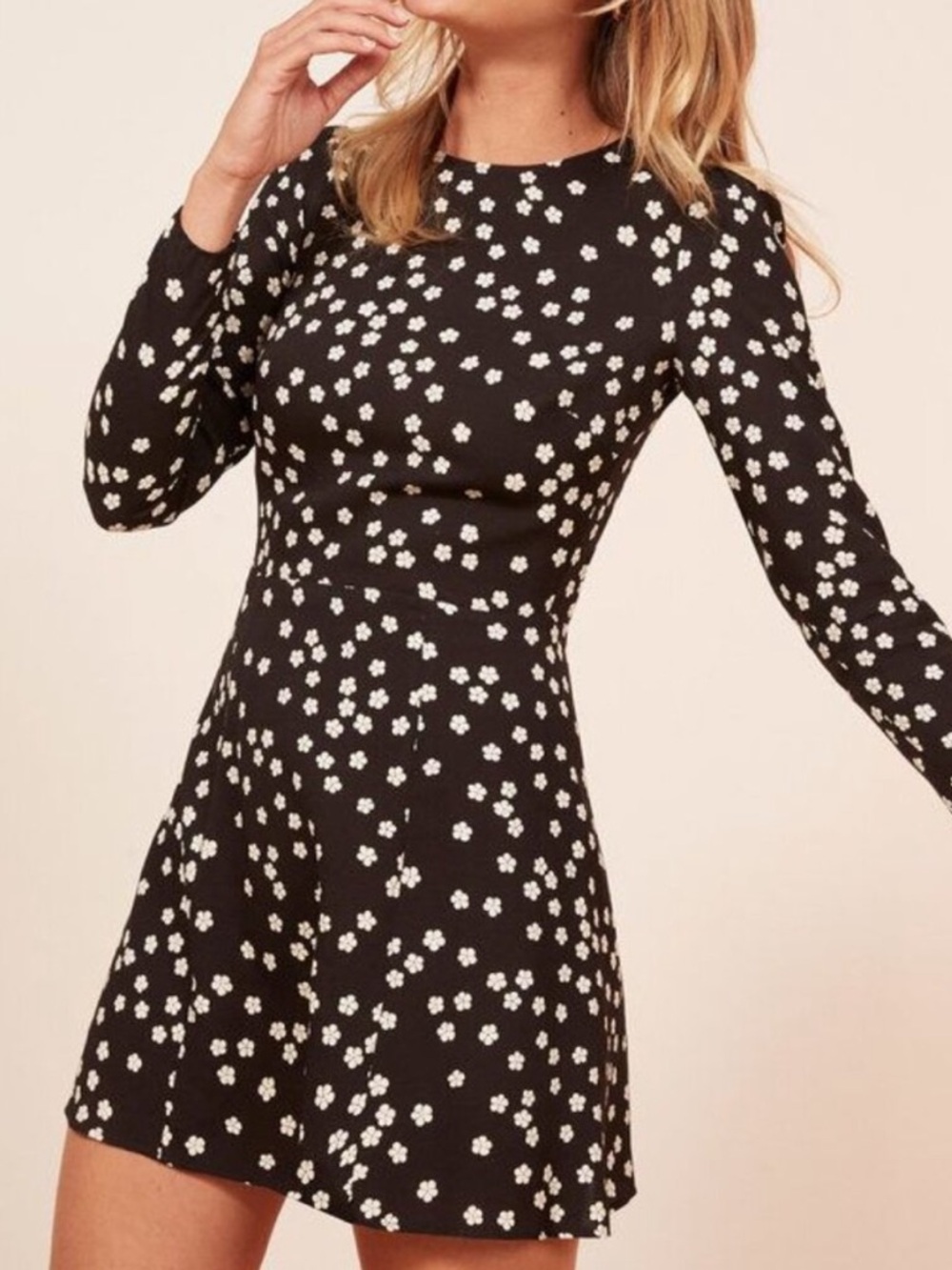 Reformation Sharon Dress Long Sleeve Daisy Floral Size 8